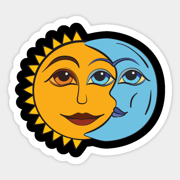 Sun and Moon Beautiful Duality Sticker by PauHanaDesign